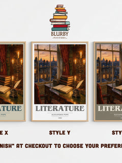 Literature book cover print in frame leaning in hallway – poetry wall art