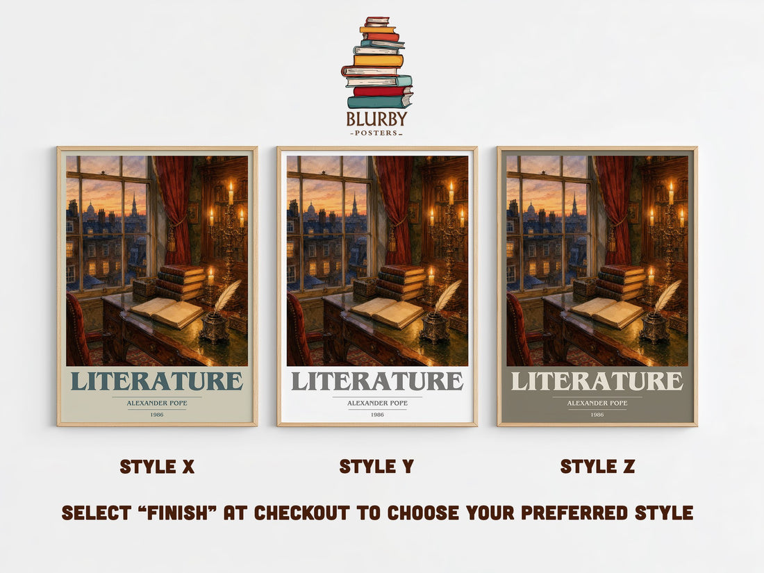 Literature book cover print in frame leaning in hallway – poetry wall art (mockup)