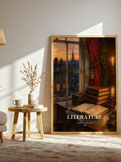Literature watercolour print in frame leaning in hallway – poetry wall art