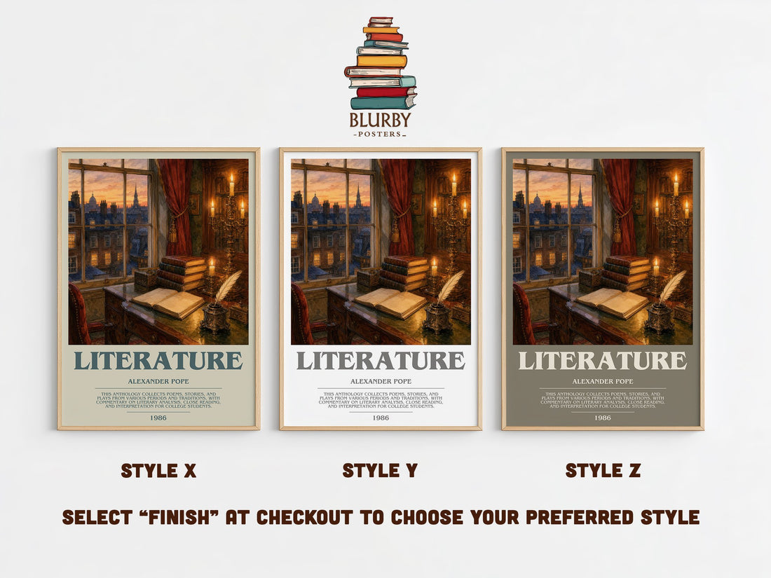 Literature bookish print in frame leaning in hallway – poetry wall art (mockup)