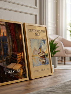 Literature watercolour print framed by window – literary home decor