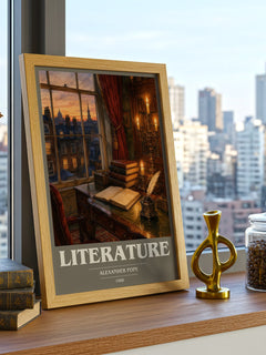 Literature book cover print framed by window – literary home decor