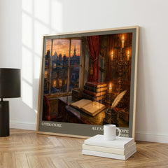Literature literary print framed by window – literary home decor