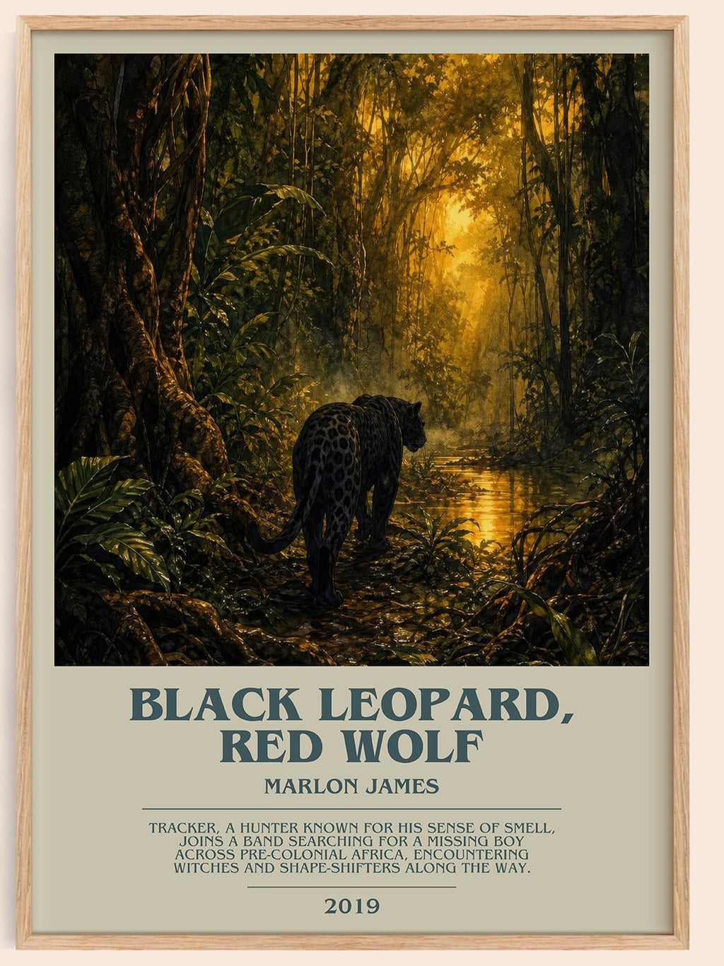 Black Leopard, Red Wolf bookish book poster by Marlon James – framed literary art print