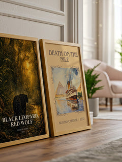 Black Leopard, Red Wolf watercolour print framed by window – literary home decor