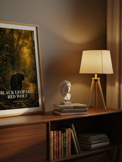 Black Leopard, Red Wolf watercolour print on bookshelf – Marlon James fan gift