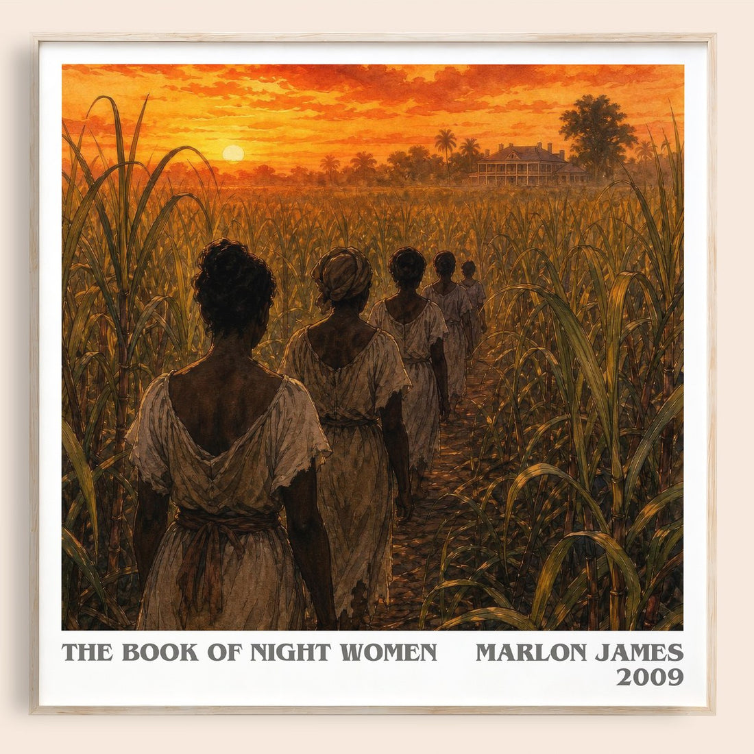The book of night women literary book poster by Marlon James – framed literary art print