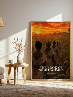 The book of night women watercolour print in frame leaning in hallway – historical fiction wall art