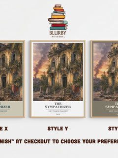 The Sympathizer book cover print in frame leaning in hallway – literary fiction wall art