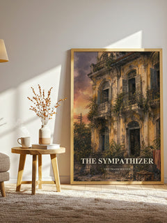 The Sympathizer watercolour print in frame leaning in hallway – literary fiction wall art