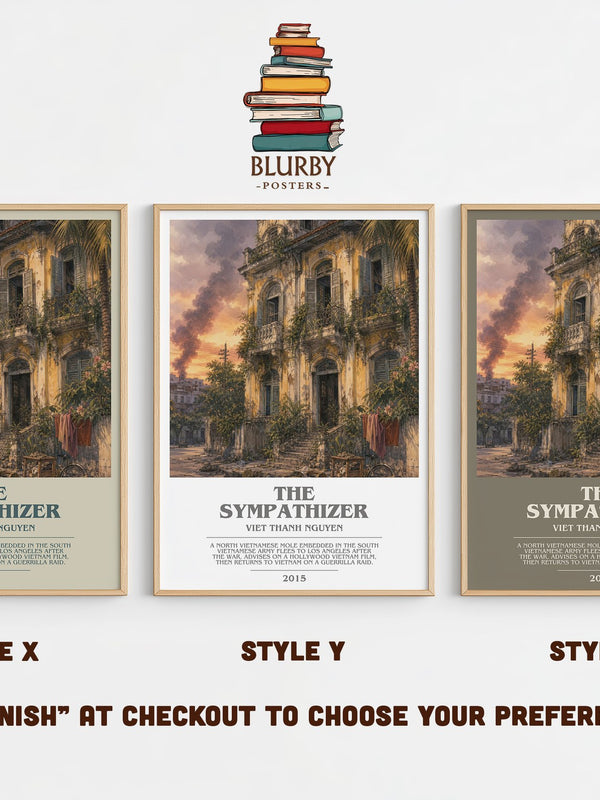 The Sympathizer bookish print in frame leaning in hallway – literary fiction wall art