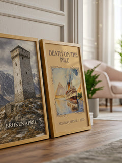 Broken April watercolour print framed by window – literary home decor