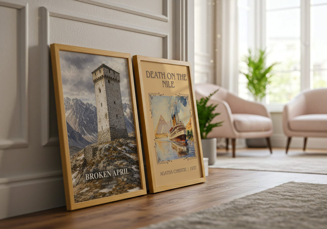 Broken April watercolour print framed by window – literary home decor