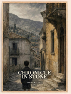 Chronicle in Stone watercolour book poster by Ismail Kadare – framed literary art print