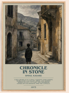 Chronicle in Stone bookish book poster by Ismail Kadare – framed literary art print