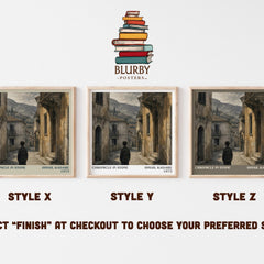 Chronicle in Stone literary print in frame leaning in hallway – historical fiction wall art