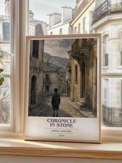 Chronicle in Stone book cover poster colour and style options – Ismail Kadare book art