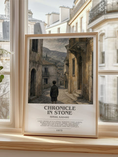 Chronicle in Stone bookish poster colour and style options – Ismail Kadare book art