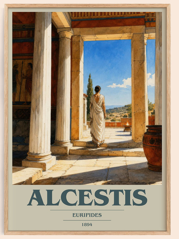 Alcestis book cover book poster by Euripides – framed literary art print
