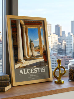 Alcestis book cover print framed by window – literary home decor