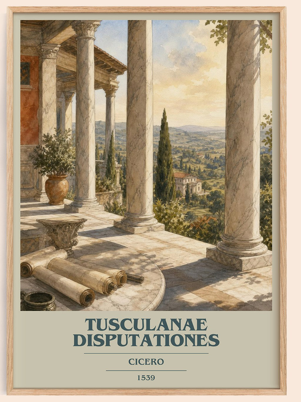 Tusculanae disputationes book cover book poster by Cicero – framed literary art print