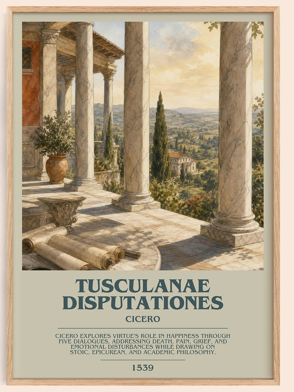 Tusculanae disputationes bookish book poster by Cicero – framed literary art print