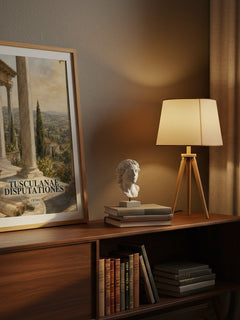 Tusculanae disputationes watercolour print on bookshelf – Cicero fan gift