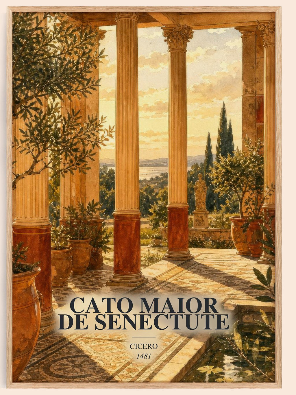 Cato maior de senectute watercolour book poster by Cicero – framed literary art print