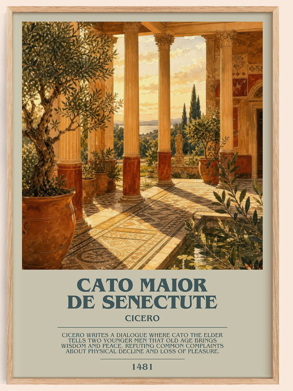 Cato maior de senectute bookish book poster by Cicero – framed literary art print