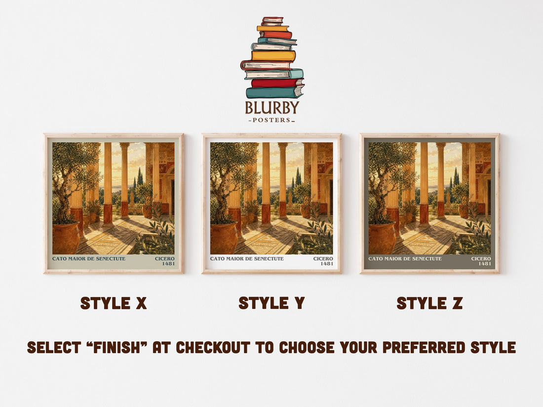 Cato maior de senectute literary print in frame leaning in hallway – philosophy wall art (mockup)