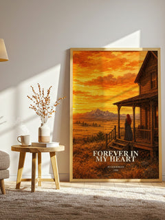 Forever in my heart watercolour print in frame leaning in hallway – romance wall art
