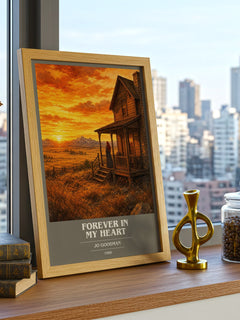 Forever in my heart book cover print framed by window – literary home decor