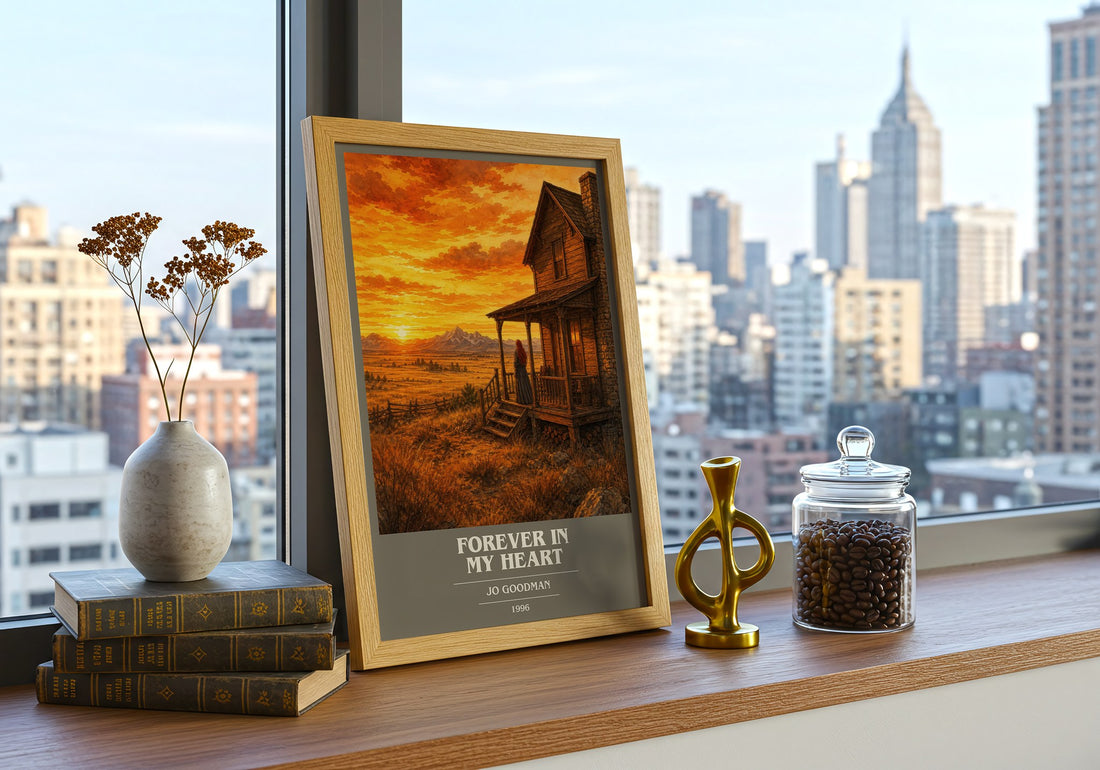 Forever in my heart book cover print framed by window – literary home decor