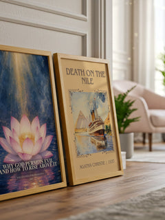 Why god permits evil and how to rise above it watercolour print framed by window – literary home decor