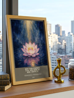 Why god permits evil and how to rise above it book cover print framed by window – literary home decor