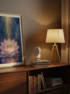 Why god permits evil and how to rise above it watercolour print on bookshelf – Yogananda Paramahansa fan gift