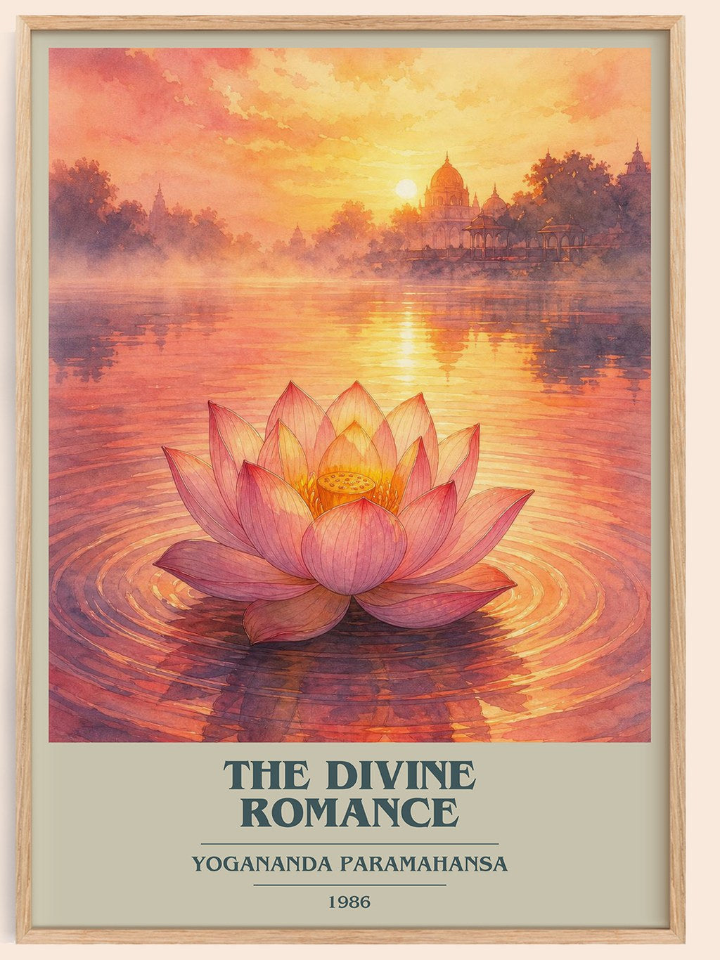 The divine romance book cover book poster by Yogananda Paramahansa – framed literary art print