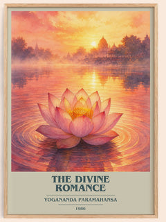 The divine romance book cover book poster by Yogananda Paramahansa – framed literary art print
