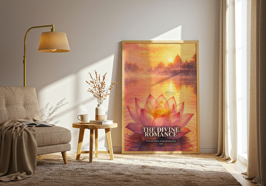 The divine romance watercolour print in frame leaning in hallway – philosophy wall art