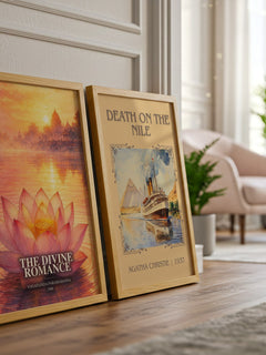 The divine romance watercolour print framed by window – literary home decor