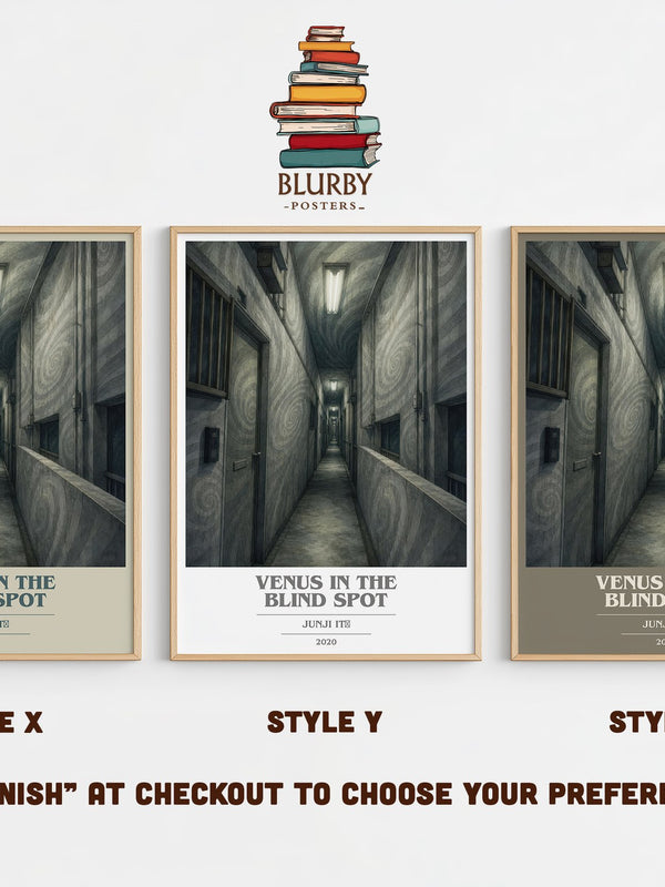 Venus in the Blind Spot book cover print in frame leaning in hallway – horror wall art