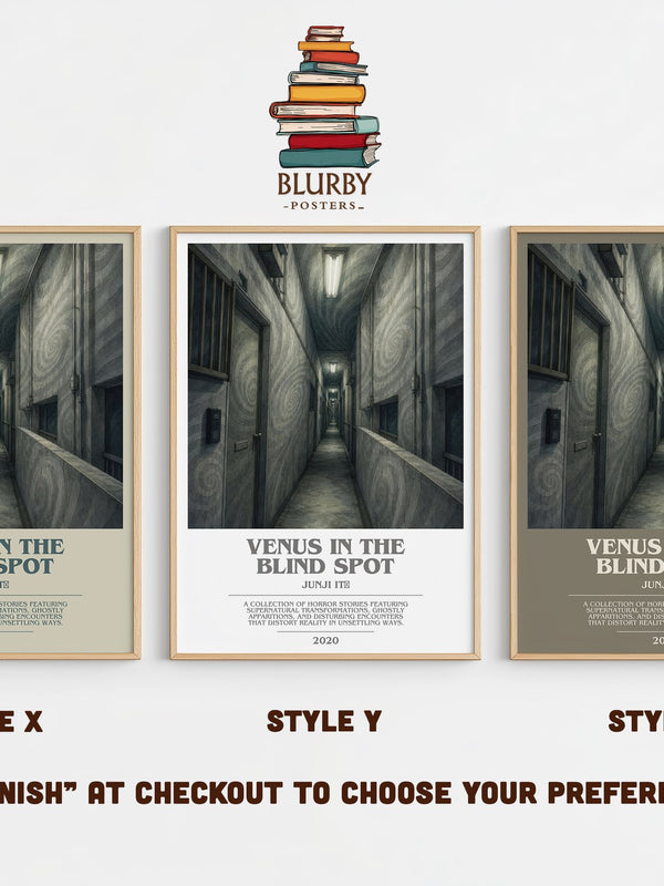 Venus in the Blind Spot bookish print in frame leaning in hallway – horror wall art