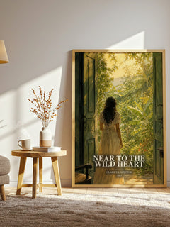 Near to the wild heart watercolour print in frame leaning in hallway – literary fiction wall art