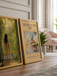 Near to the wild heart watercolour print framed by window – literary home decor