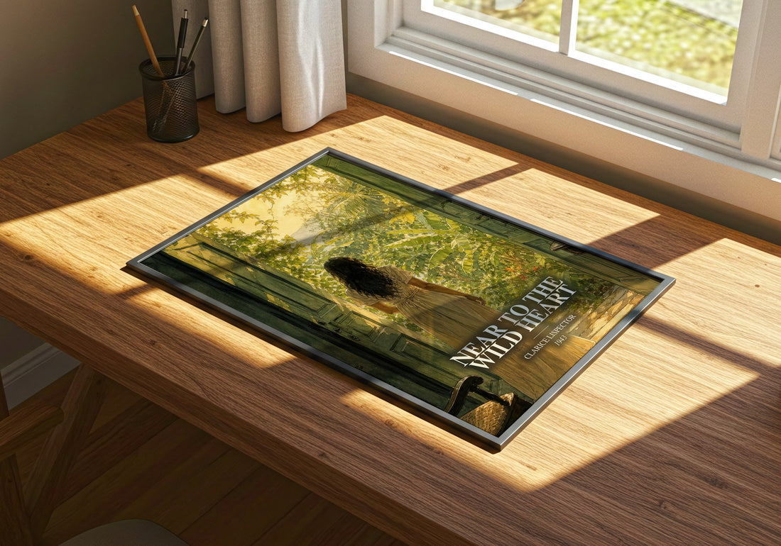 Near to the wild heart watercolour book poster framed on wall – literary fiction wall art