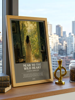 Near to the wild heart bookish print framed by window – literary home decor