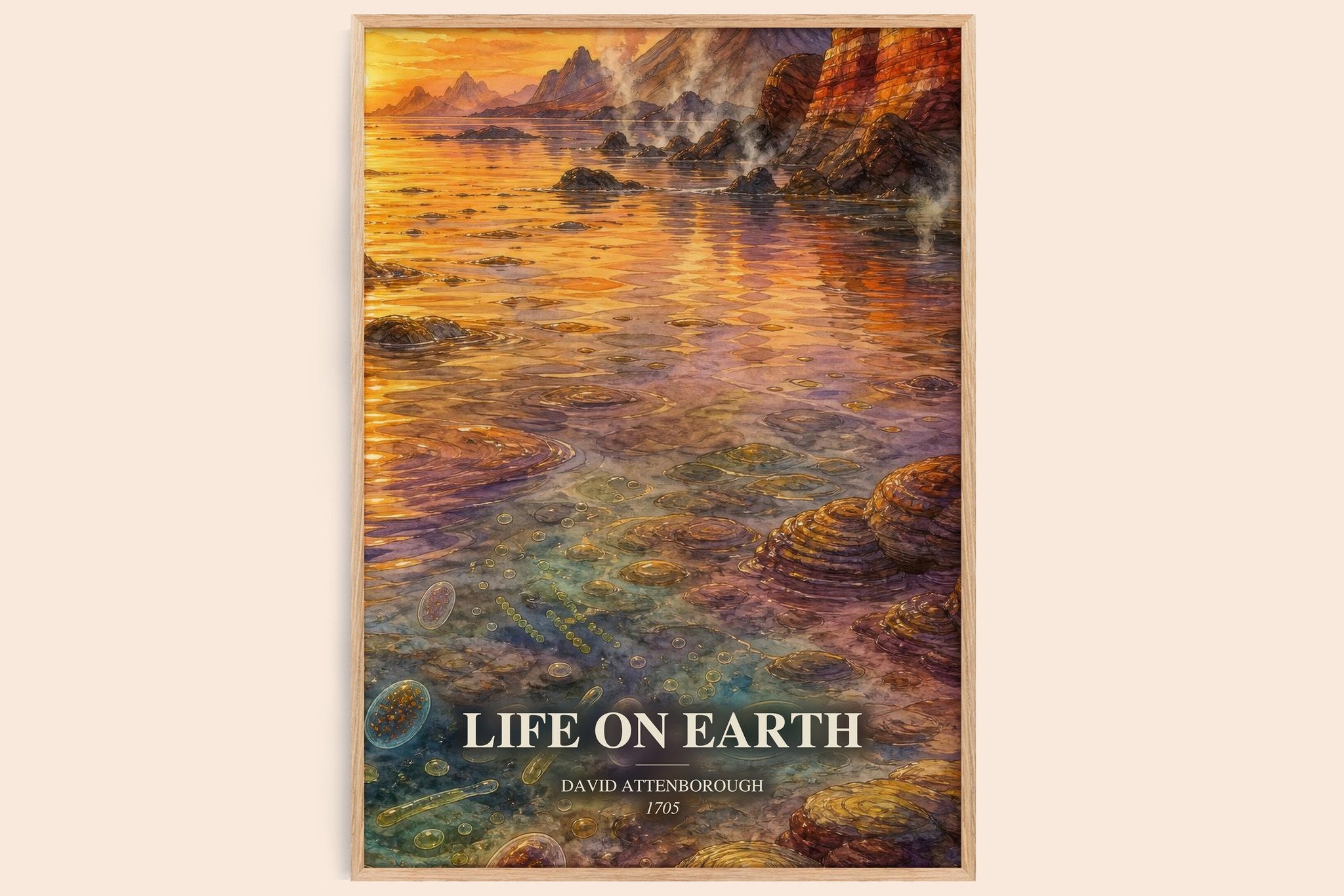 Life on Earth Book Watercolour Illustration by David Attenborough