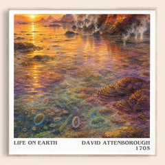 Life on Earth literary book poster by David Attenborough – framed literary art print