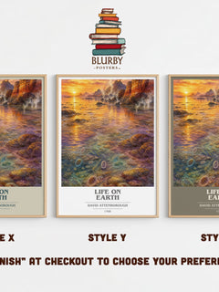 Life on Earth book cover print in frame leaning in hallway – __new__:educational wall art