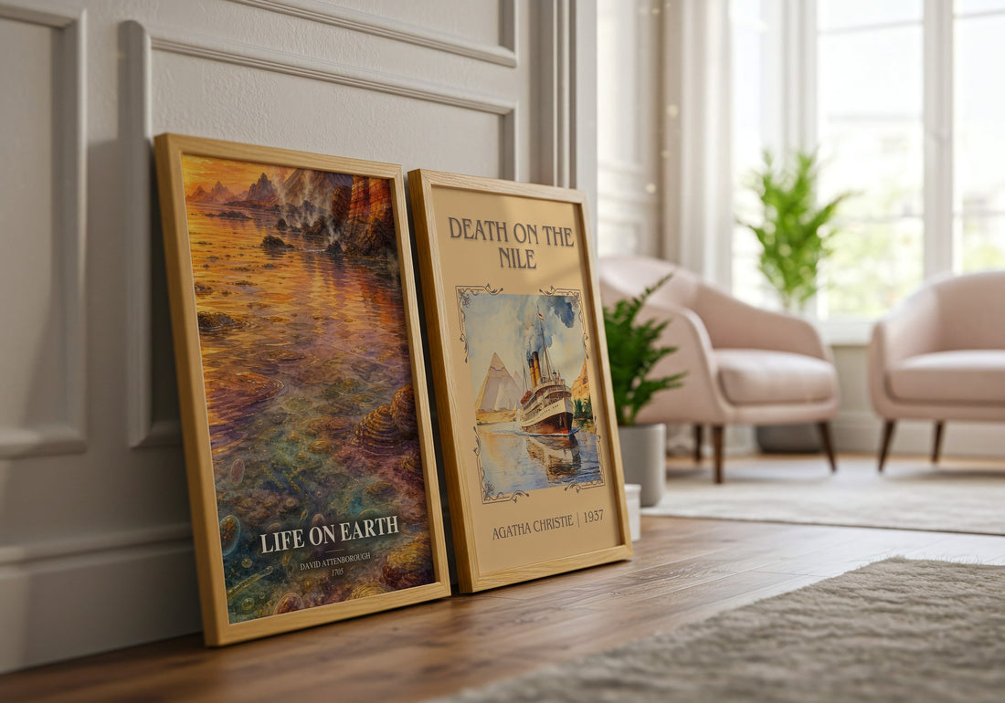 Life on Earth watercolour print framed by window – literary home decor